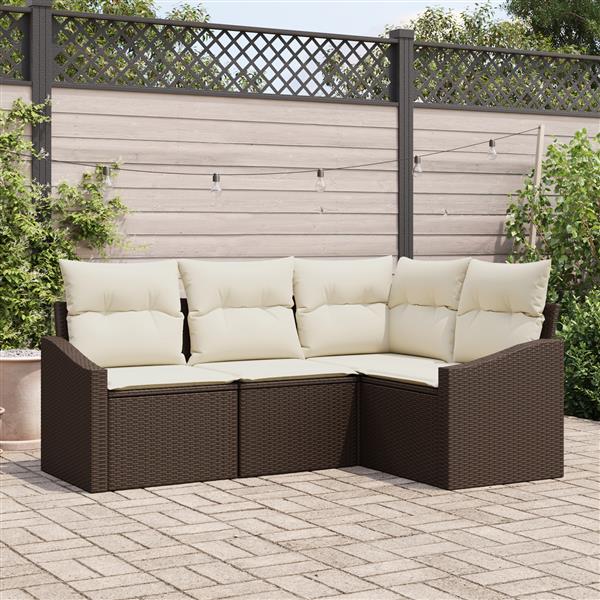 Grote foto vidaxl 4 delige tuinset met kussens poly rattan bruin tuin en terras tuinmeubelen