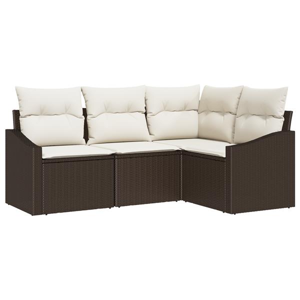 Grote foto vidaxl 4 delige tuinset met kussens poly rattan bruin tuin en terras tuinmeubelen