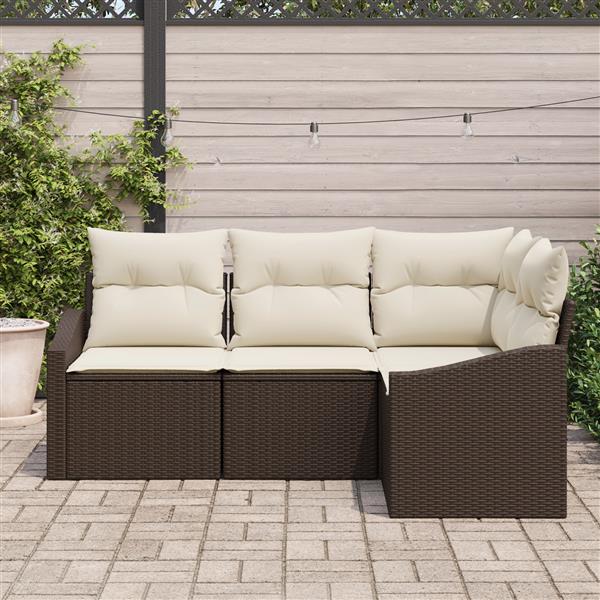 Grote foto vidaxl 4 delige tuinset met kussens poly rattan bruin tuin en terras tuinmeubelen