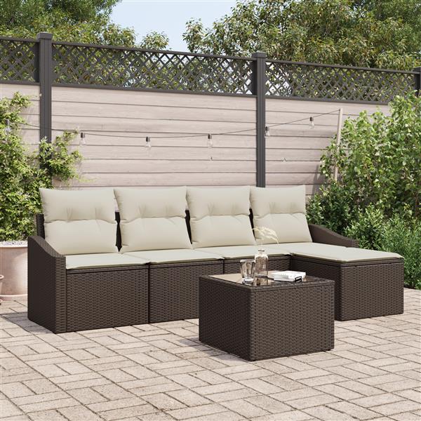 Grote foto vidaxl 5 delige tuinset met kussens poly rattan grijs tuin en terras tuinmeubelen
