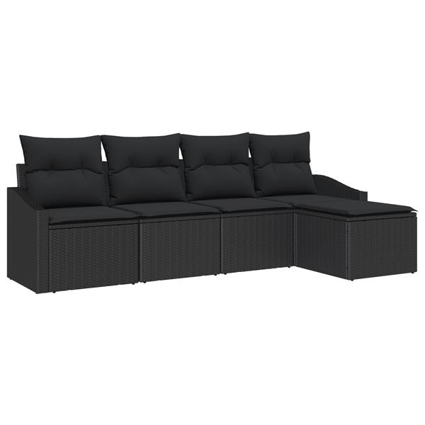 Grote foto vidaxl 5 delige tuinset met kussens poly rattan zwart tuin en terras tuinmeubelen