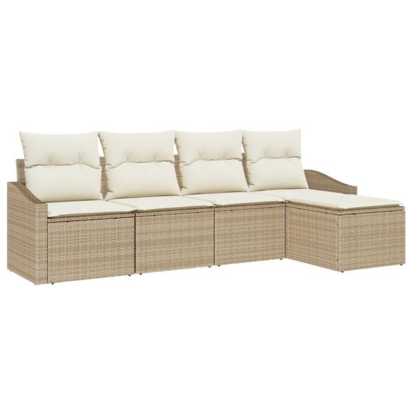 Grote foto vidaxl 5 delige tuinset met kussens poly rattan beige tuin en terras tuinmeubelen