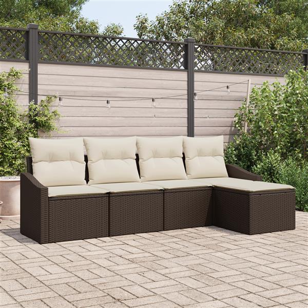 Grote foto vidaxl 5 delige tuinset met kussens poly rattan bruin tuin en terras tuinmeubelen