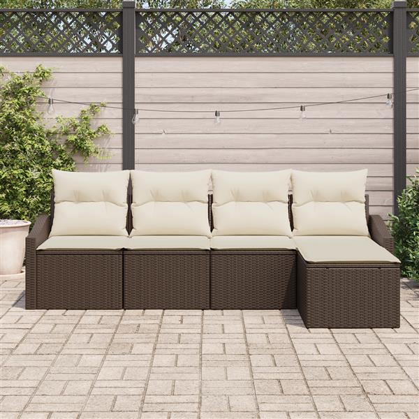 Grote foto vidaxl 5 delige tuinset met kussens poly rattan bruin tuin en terras tuinmeubelen