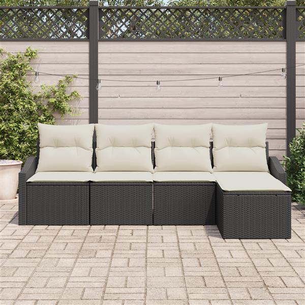 Grote foto vidaxl 5 delige tuinset met kussens poly rattan zwart tuin en terras tuinmeubelen