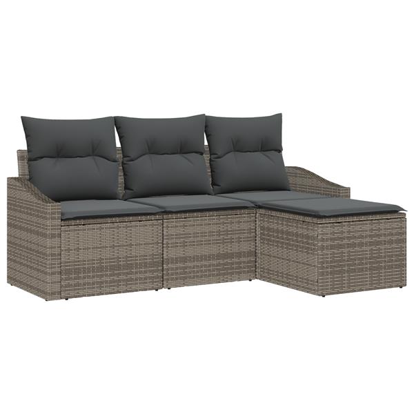 Grote foto vidaxl 4 delige tuinbankset met kussens grijs poly rattan tuin en terras tuinmeubelen