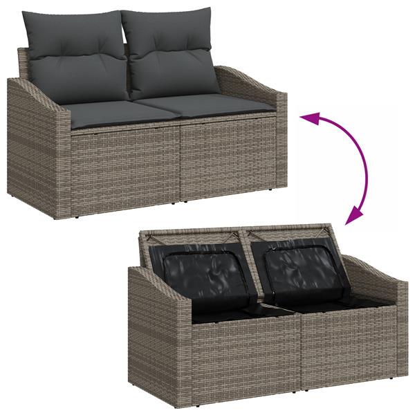 Grote foto vidaxl 4 delige tuinbankset met kussens grijs poly rattan tuin en terras tuinmeubelen