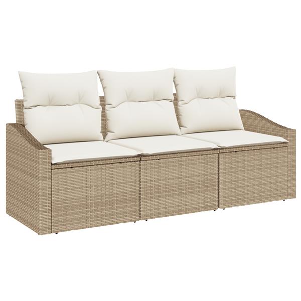 Grote foto vidaxl 3 delige tuinset met kussens poly rattan beige tuin en terras tuinmeubelen