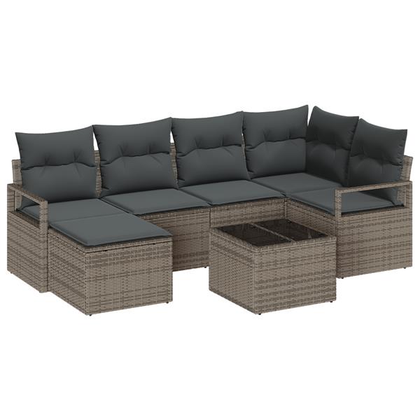 Grote foto vidaxl 6 delige tuinbankset met kussens in zwart poly rattan tuin en terras tuinmeubelen