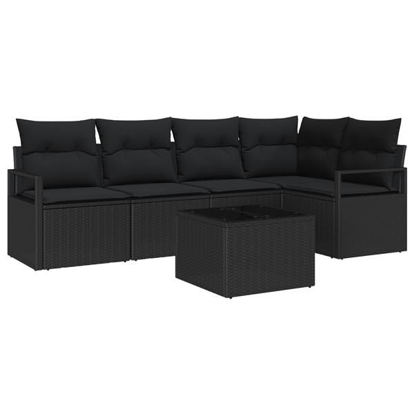 Grote foto vidaxl 6 delige tuinbank set met kussens beige poly rattan tuin en terras tuinmeubelen