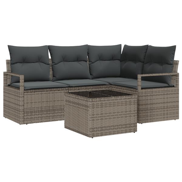 Grote foto vidaxl 4 delige tuinbankenset met kussens poly rattan zwart tuin en terras tuinmeubelen
