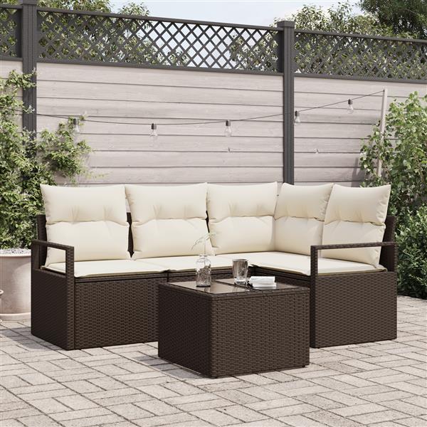 Grote foto vidaxl 4 delige tuinbankenset met kussens poly rattan grijs tuin en terras tuinmeubelen