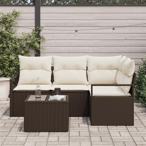 Grote foto vidaxl 4 delige tuinbankenset met kussens poly rattan grijs tuin en terras tuinmeubelen