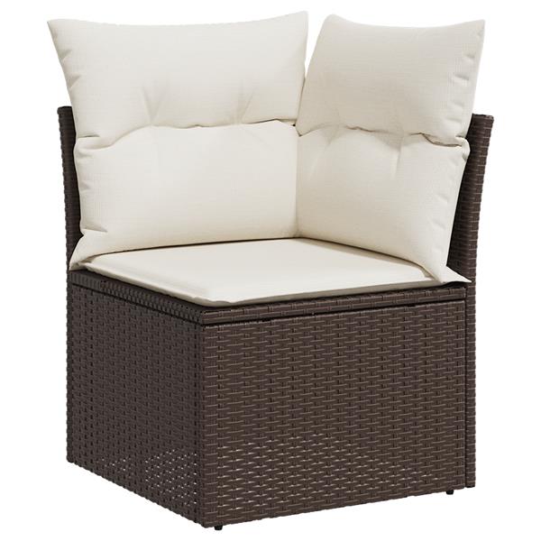 Grote foto vidaxl 4 delige tuinbankenset met kussens poly rattan bruin tuin en terras tuinmeubelen