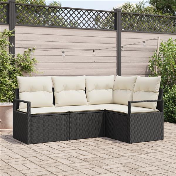 Grote foto vidaxl 4 delige tuinbankenset met kussens poly rattan zwart tuin en terras tuinmeubelen