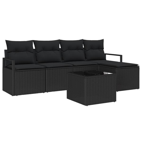 Grote foto vidaxl 6 delige tuinbankenset met kussens poly rattan beige tuin en terras tuinmeubelen