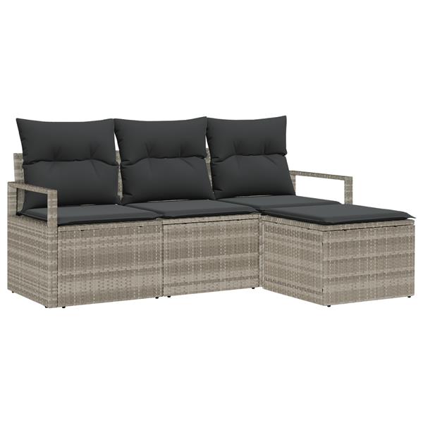 Grote foto vidaxl 4 delige tuinsofa set met kussens lichtgrijs poly rattan tuin en terras tuinmeubelen