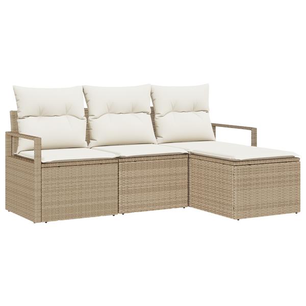 Grote foto vidaxl 4 delige tuinset met kussens in beige van poly rattan tuin en terras tuinmeubelen