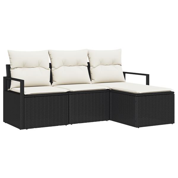 Grote foto vidaxl 4 delige tuinset met kussens zwart poly rattan tuin en terras tuinmeubelen