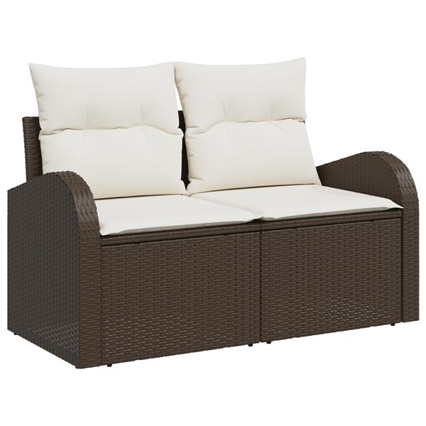 Grote foto vidaxl 6 delige tuinbankset met kussens bruin poly rattan tuin en terras tuinmeubelen