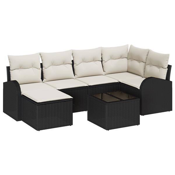 Grote foto vidaxl 6 delige tuinset met kussens bruin poly rattan tuin en terras tuinmeubelen