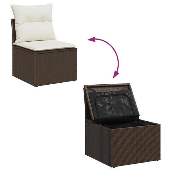 Grote foto vidaxl 6 delige tuinset met kussens bruin poly rattan tuin en terras tuinmeubelen