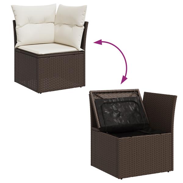 Grote foto vidaxl 6 delige tuinset met kussens bruin poly rattan tuin en terras tuinmeubelen