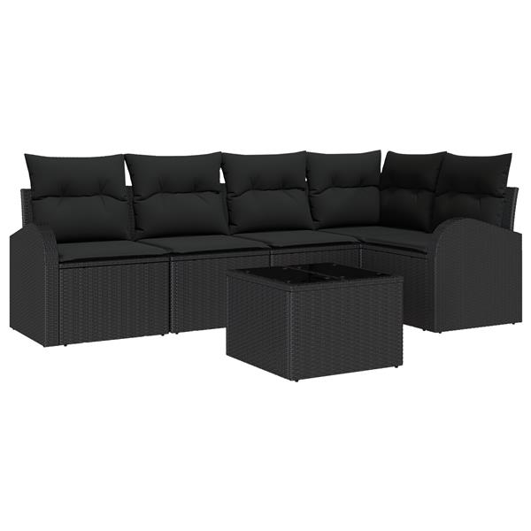 Grote foto vidaxl 6 delige tuinset met kussens in het beige van poly rattan tuin en terras tuinmeubelen