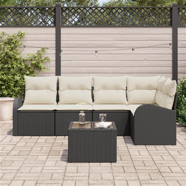 Grote foto vidaxl 5 delige tuinset met kussens bruin poly rattan tuin en terras tuinmeubelen