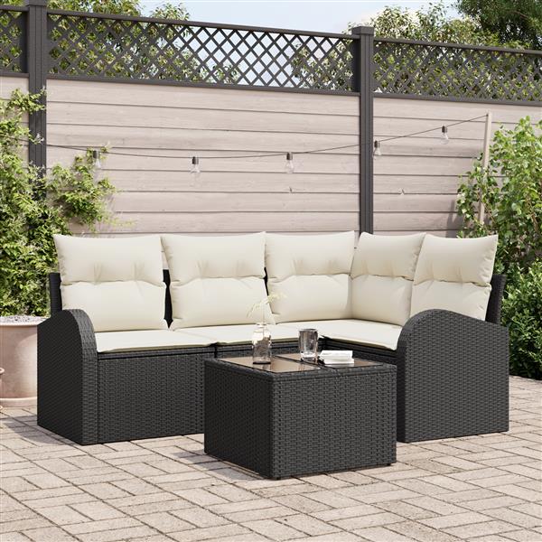 Grote foto vidaxl 4 delige ligbedset met kussens bruin poly rattan tuin en terras tuinmeubelen