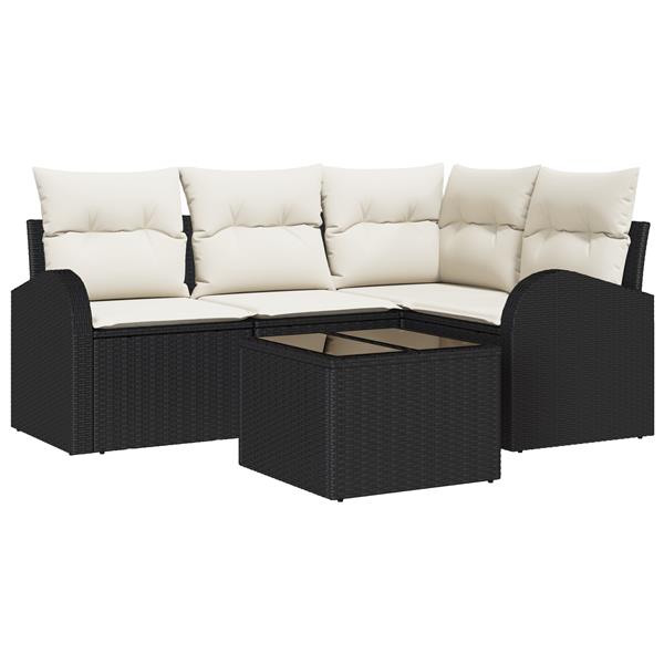 Grote foto vidaxl 4 delige ligbedset met kussens bruin poly rattan tuin en terras tuinmeubelen
