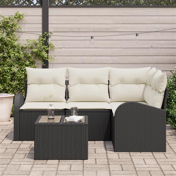 Grote foto vidaxl 4 delige ligbedset met kussens bruin poly rattan tuin en terras tuinmeubelen