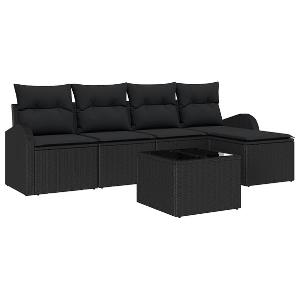 Grote foto vidaxl 6 delige tuinset met kussens in beige poly rattan tuin en terras tuinmeubelen