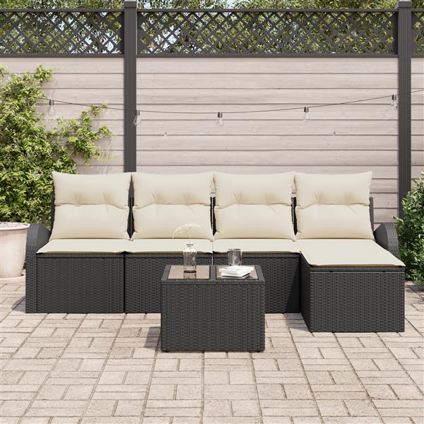 Grote foto vidaxl 5 delige tuinsofa set met kussens bruin poly rattan tuin en terras tuinmeubelen