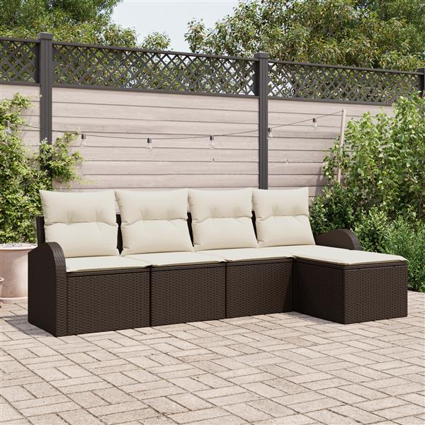 Grote foto vidaxl 5 delige tuinset met kussens bruin poly rattan tuin en terras tuinmeubelen
