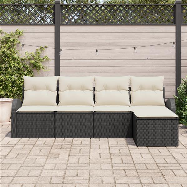 Grote foto vidaxl 5 delige tuinset met kussens zwart poly rattan tuin en terras tuinmeubelen