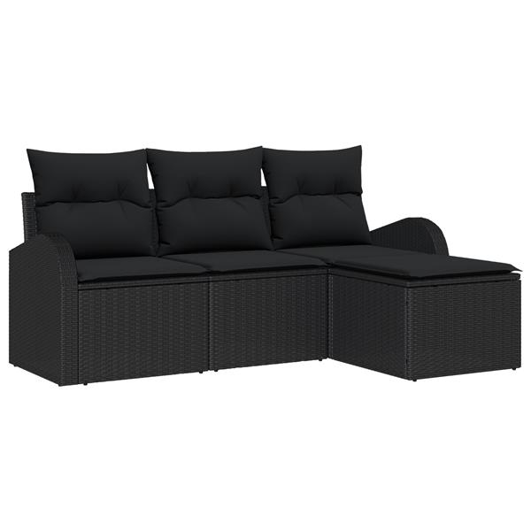 Grote foto vidaxl 4 delige tuinbankenset met kussens poly rattan zwart tuin en terras tuinmeubelen