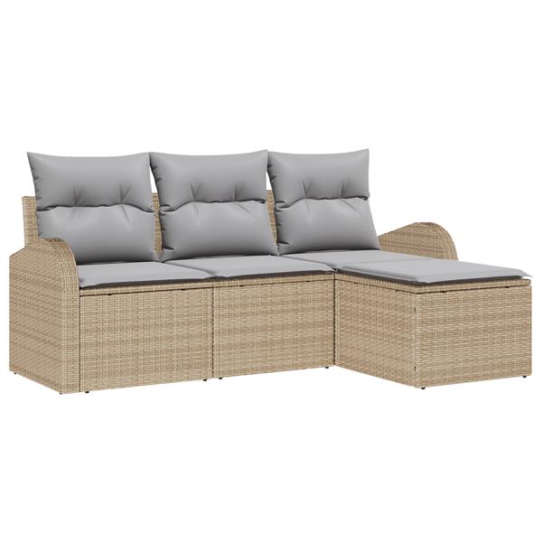 Grote foto vidaxl 4 delige tuinbankenset met kussens poly rattan beige tuin en terras tuinmeubelen