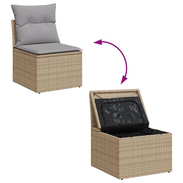 Grote foto vidaxl 5 delige tuinbankenset met kussens poly rattan beige tuin en terras tuinmeubelen