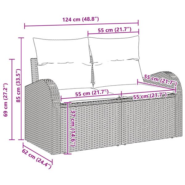 Grote foto vidaxl 3 delige tuinbankenset met kussens poly rattan zwart tuin en terras tuinmeubelen