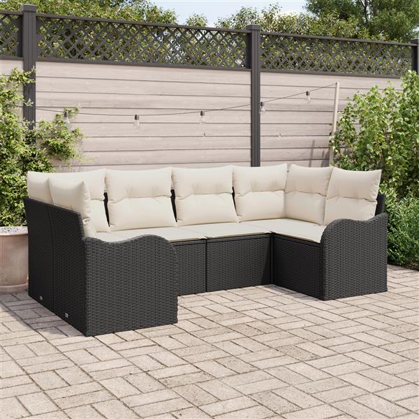 Grote foto vidaxl 6 delige tuinsofa set met kussens zwart poly riet tuin en terras tuinmeubelen