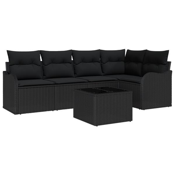 Grote foto vidaxl 6 delige tuinbankset met kussen in beige poly rattan tuin en terras tuinmeubelen