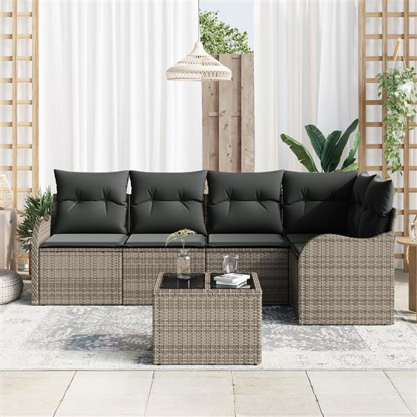 Grote foto vidaxl 5 delige tuinset met kussens zwart poly rattan tuin en terras tuinmeubelen