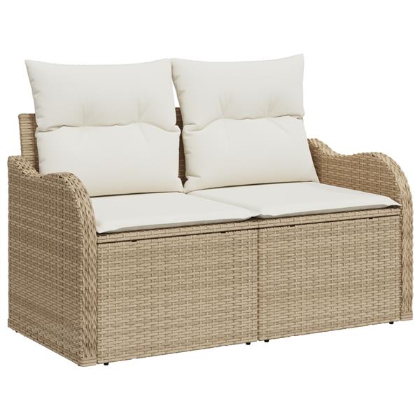 Grote foto vidaxl 5 delige tuinset met kussens in beige poly rattan tuin en terras tuinmeubelen
