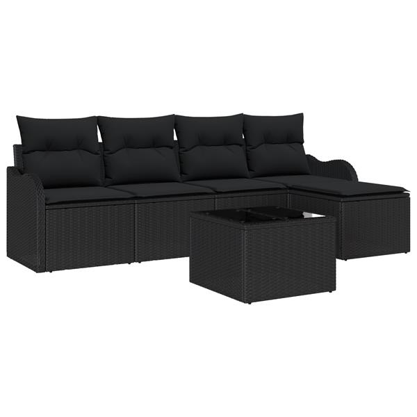 Grote foto vidaxl 6 delige tuinset met kussens in beige poly rattan tuin en terras tuinmeubelen