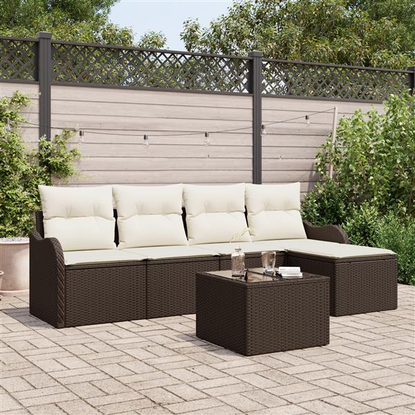 Grote foto vidaxl 5 delige tuinset met kussens in grijs poly rattan tuin en terras tuinmeubelen