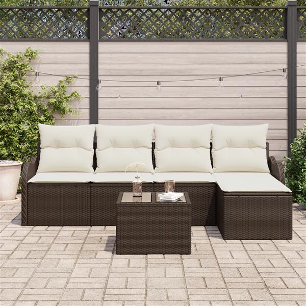 Grote foto vidaxl 5 delige tuinset met kussens in grijs poly rattan tuin en terras tuinmeubelen