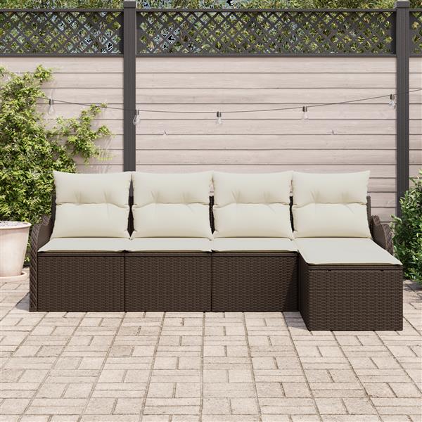 Grote foto vidaxl 5 delige tuinset met kussens bruin poly rattan tuin en terras tuinmeubelen