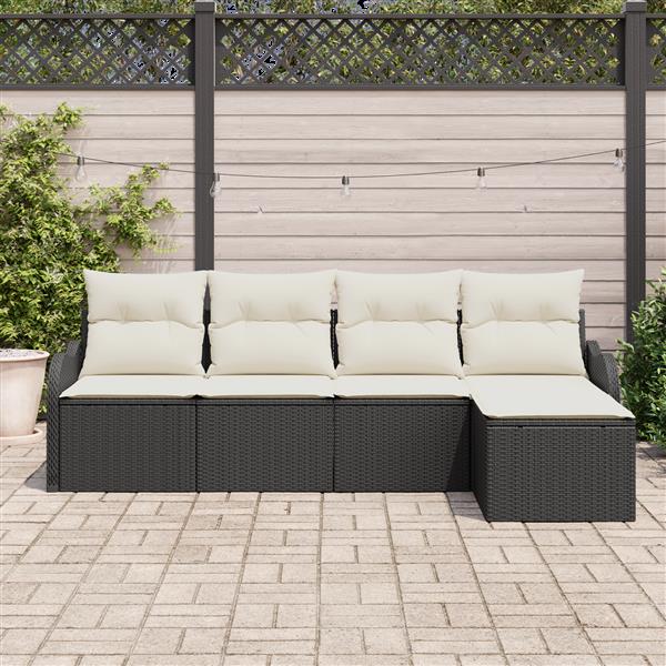 Grote foto vidaxl 5 delige tuinset met kussens zwart poly rattan tuin en terras tuinmeubelen
