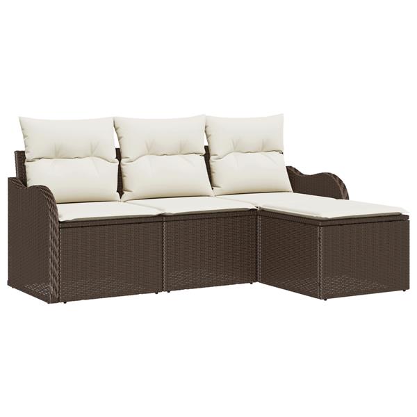 Grote foto vidaxl 4 delige tuinbankenset met kussens poly rattan bruin tuin en terras tuinmeubelen